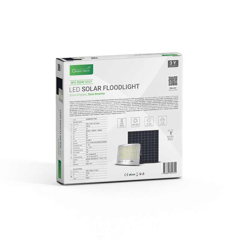 LED solarni reflektor Green Tech 200W, 3CCT, IP65 slika 4