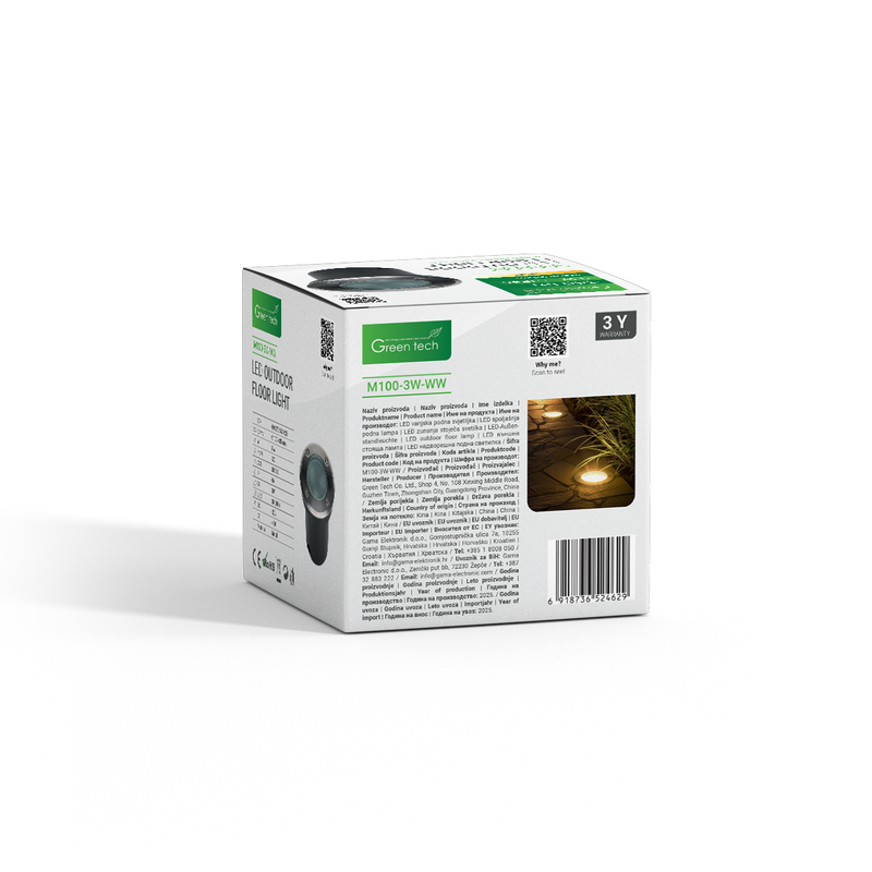 LED podna ugradna svjetiljka Green Tech 3W, 3000K, IP66 slika 4