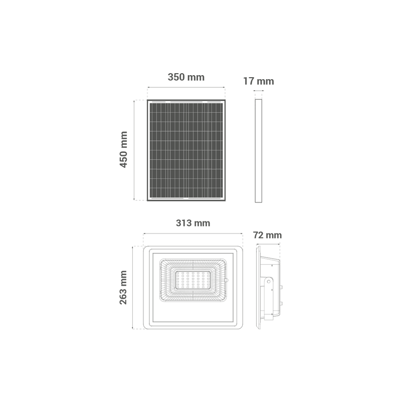 LED solarni reflektor Green Tech 100W, 6500K, IP65, solar slika 6